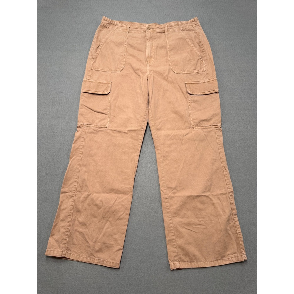 George Cargo Pants Women's 18 Tan Wide Leg Baggy Fit Cotton Utility Trousers
